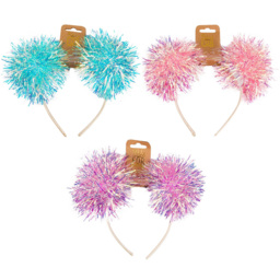 Single Christmas Pom Pom Tinsel Headband in Assorted styles