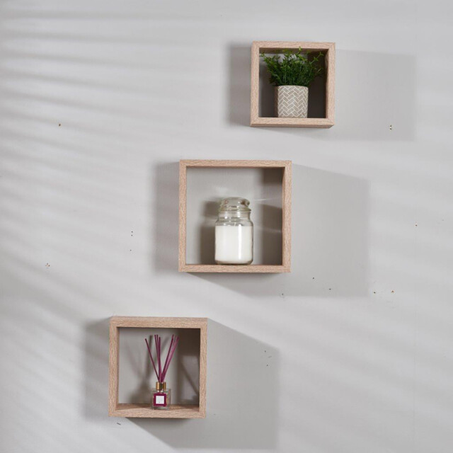 Oak Wall Mounted Cubes 3 Pack - image 1