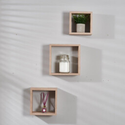 Oak Wall Mounted Cubes 3 Pack