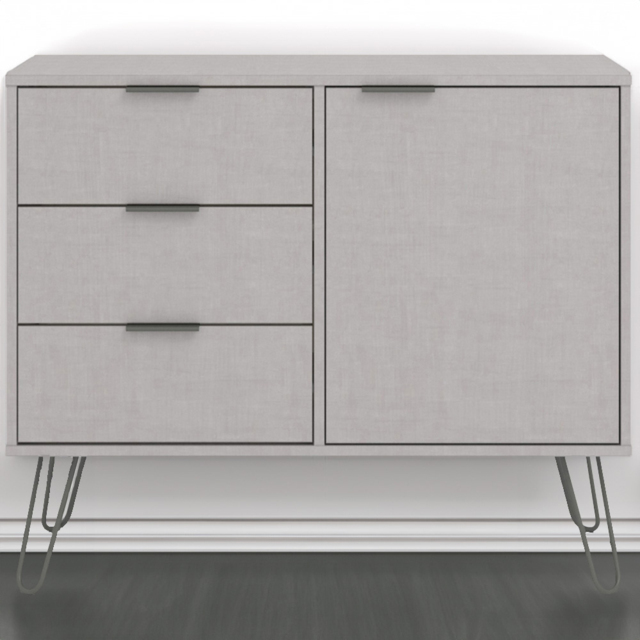 Core Products Augusta Single Door 3 Drawer Grey Small Sideboard - image 1