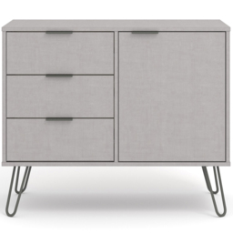 Core Products Augusta Single Door 3 Drawer Grey Small Sideboard - thumbnail 3