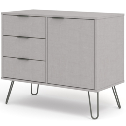 Core Products Augusta Single Door 3 Drawer Grey Small Sideboard - thumbnail 4