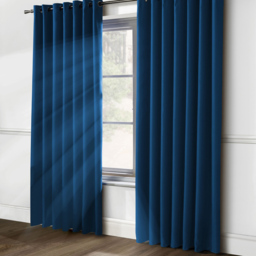 Alan Symonds Essential Plain Ring Top Eyelet Curtains Blue 167 x 137cm