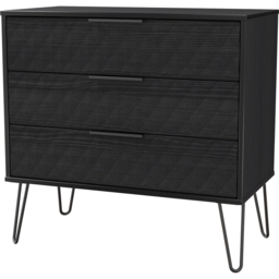 Crowndale Harlequin 3 Drawer Black Ash Chest of Drawers Ready Assembled - thumbnail 2