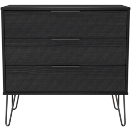 Crowndale Harlequin 3 Drawer Black Ash Chest of Drawers Ready Assembled - thumbnail 3