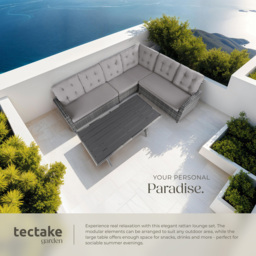 tectake Catania 2 Seater Grey Garden Furniture Set with Cushions - thumbnail 4