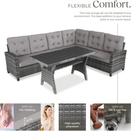 tectake Catania 2 Seater Grey Garden Furniture Set with Cushions - thumbnail 3