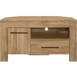 Compton Single Door Single Drawer Single Shelf Oak Corner TV Unit - thumbnail 3