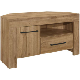 Compton Single Door Single Drawer Single Shelf Oak Corner TV Unit - thumbnail 2