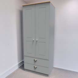Crowndale Victoria Dusk Grey and Oak 2 Door 2 Drawer Wardrobe - thumbnail 1