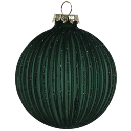 Single Santa's Chalet Emerald Green Glittered Ridged Bauble in Assorted styles - thumbnail 1