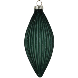 Single Santa's Chalet Emerald Green Glittered Ridged Bauble in Assorted styles - thumbnail 3