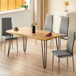 Kosy Koala 4 Seater Rustic Brown Dining Set Grey