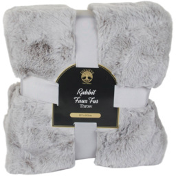 Divante Rabbit Faux Fur Grey Throw 127 x 152cm