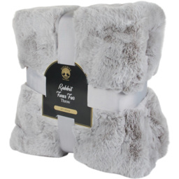 Divante Rabbit Faux Fur Grey Throw 127 x 152cm - thumbnail 2