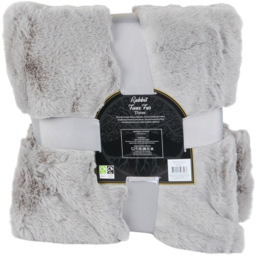 Divante Rabbit Faux Fur Grey Throw 127 x 152cm - thumbnail 3
