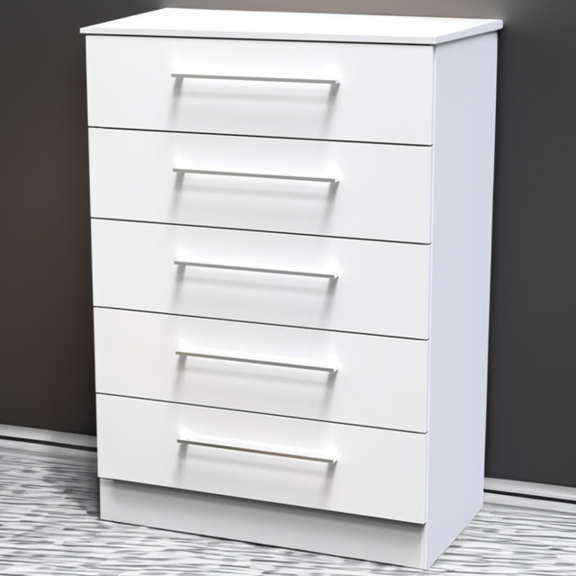 Crowndale Worcester White 5 Drawer Chest Ready Assembled - image 1