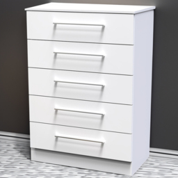Crowndale Worcester White 5 Drawer Chest Ready Assembled - thumbnail 1
