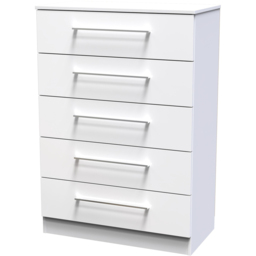 Crowndale Worcester White 5 Drawer Chest Ready Assembled - thumbnail 2