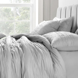 Velosso Calais Single Crinkle Grey Duvet and Pillowcase Set - thumbnail 2