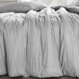 Velosso Calais Single Crinkle Grey Duvet and Pillowcase Set - thumbnail 3