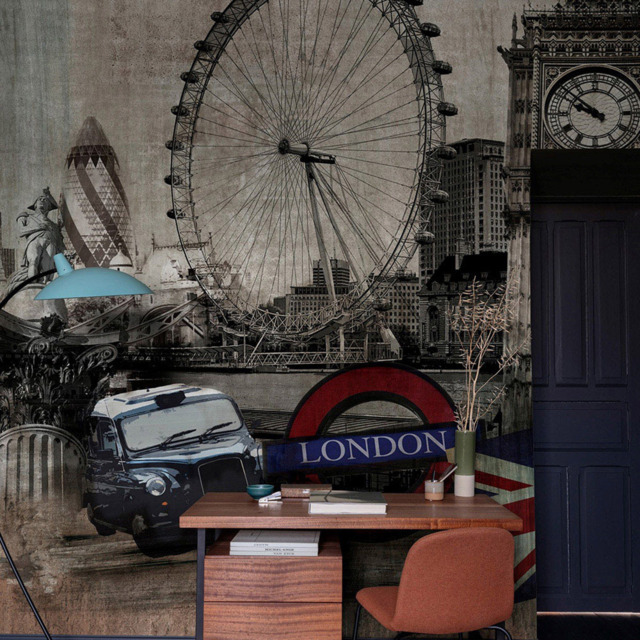 Grandeco London City Montage Multicolour 7 Lane Wall Mural - image 1
