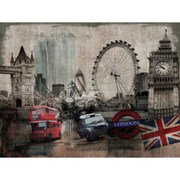 Grandeco London City Montage Multicolour 7 Lane Wall Mural - thumbnail 2