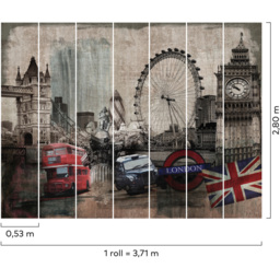 Grandeco London City Montage Multicolour 7 Lane Wall Mural - thumbnail 3