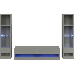GFW Galicia 10 Shelf Grey Wall Mounted LED Full Media Set - thumbnail 2