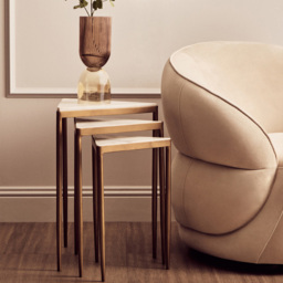 Premier Housewares Shalimar Rose Gold Nest of Tripod Tables Set of 3 - thumbnail 2