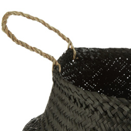 Premier Housewares Black and Silver Sequin Medium Seagrass Basket - thumbnail 4