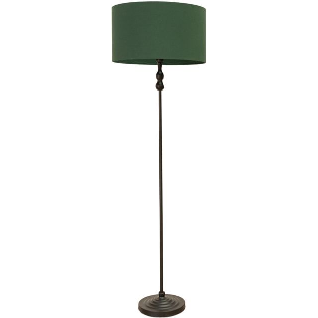 ValueLights Maggie Forest Green Fabric Shade Black Metal Candlestick Floor Lamp - image 1