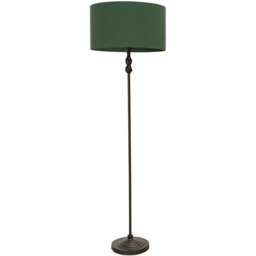 ValueLights Maggie Forest Green Fabric Shade Black Metal Candlestick Floor Lamp