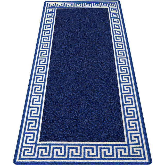 Smart Living Greekey Blue and Cream Gel Back Non-Slip Door Mat 67 x 220cm - image 1