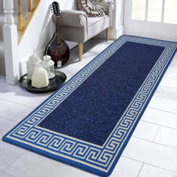 Smart Living Greekey Blue and Cream Gel Back Non-Slip Door Mat 67 x 220cm - thumbnail 3