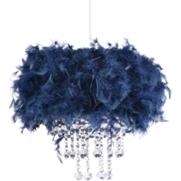 Happy Homewares Green and Navy Ceiling Pendant Shade with Transparent Acrylic Droplets