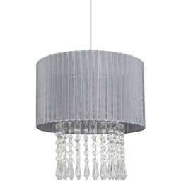 Cosylyte Winni Beaded Voile Easyfit Modern Lamp Shade Silver Grey