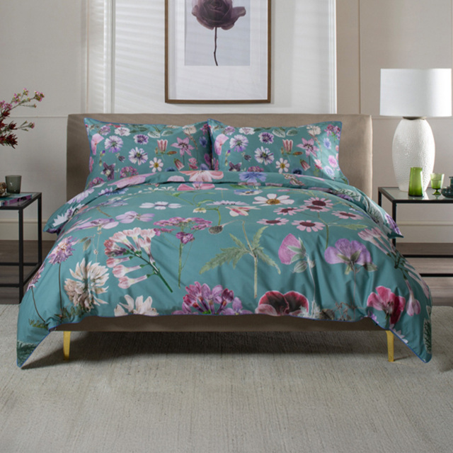 The Lyndon Company Botanical Flower Green Double Duvet Set - image 1