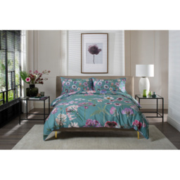 The Lyndon Company Botanical Flower Green Double Duvet Set - thumbnail 3