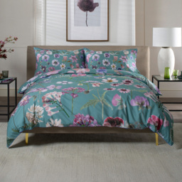 The Lyndon Company Botanical Flower Green Double Duvet Set - thumbnail 1
