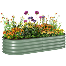 Outsunny 150cm Green Galvanised Raised Garden Bed with Safety Edging - thumbnail 1