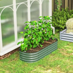 Outsunny 150cm Green Galvanised Raised Garden Bed with Safety Edging - thumbnail 3