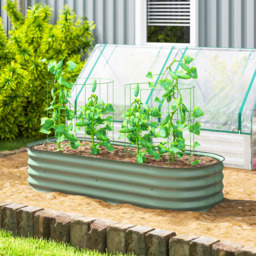 Outsunny 150cm Green Galvanised Raised Garden Bed with Safety Edging - thumbnail 2