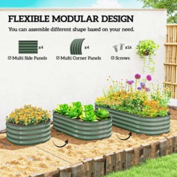 Outsunny 150cm Green Galvanised Raised Garden Bed with Safety Edging - thumbnail 4