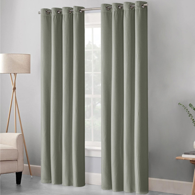 Velosso Waffle Sage Blackout Curtains 137 x 168cm - image 1
