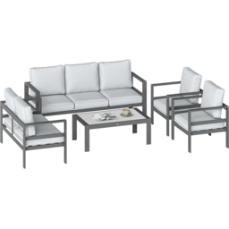 Outsunny 7 Seater Dark Grey Garden Lounge Set with Olefin Cushion - thumbnail 2