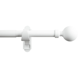 Rothley 71-120cm Solid Orb Finials Extendable Matt White Curtain Pole - thumbnail 1