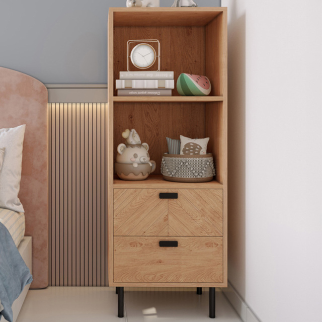 Seconique Leon 2 Drawer 2 Shelf Medium Oak Effect Cabinet - image 1