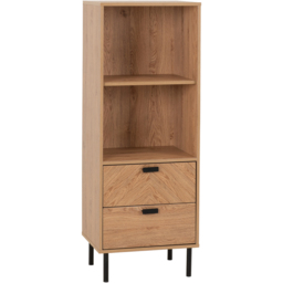 Seconique Leon 2 Drawer 2 Shelf Medium Oak Effect Cabinet - thumbnail 2