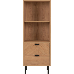 Seconique Leon 2 Drawer 2 Shelf Medium Oak Effect Cabinet - thumbnail 4